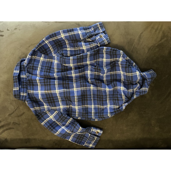 5/$10 Joe Fresh Flannel/plaid onesie 12-18 months blue - Picture 3 of 3